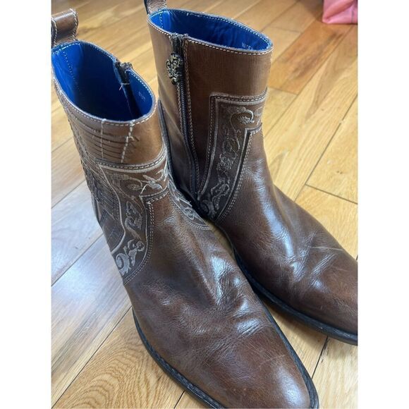 Mark Nason Mens Vero Cupio Made In Italy Dragon Brown Leather Boots Size 10 - Picture 1 of 9
